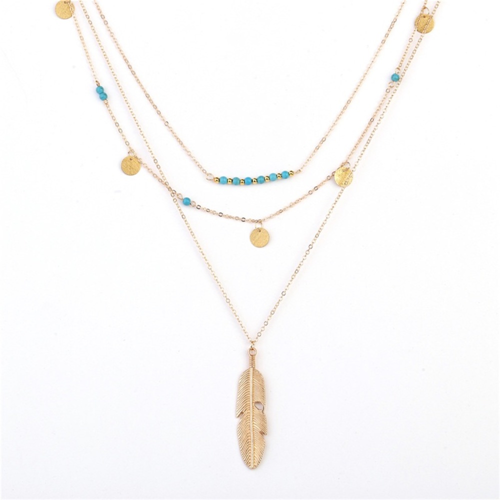 Feather layered necklace